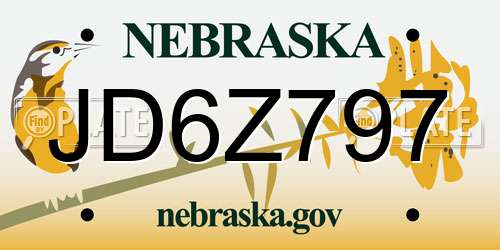JD6Z797 Nebraska License Plate