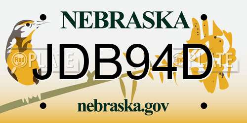 JDB94D Nebraska License Plate