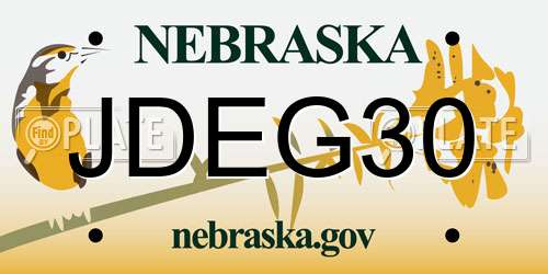 JDEG30 Nebraska License Plate