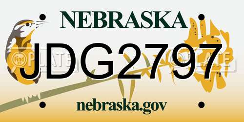 JDG2797 Nebraska License Plate