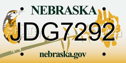 JDG7292 Nebraska License Plate