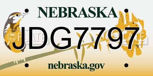 JDG7797 Nebraska License Plate