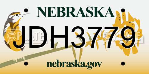 JDH3779 Nebraska License Plate