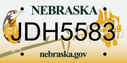 JDH5583 Nebraska License Plate