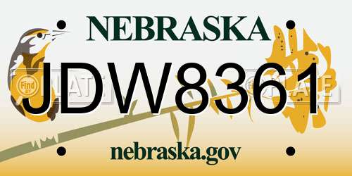 JDW8361 Nebraska License Plate