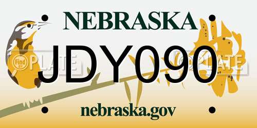 JDY090 Nebraska License Plate