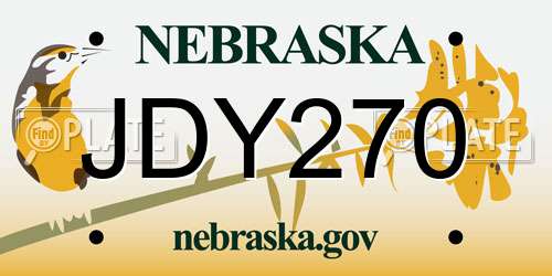 JDY270 Nebraska License Plate