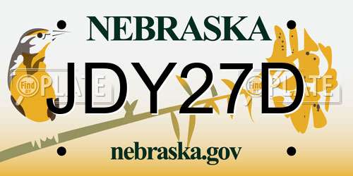 JDY27D Nebraska License Plate