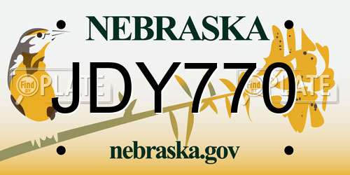JDY770 Nebraska License Plate
