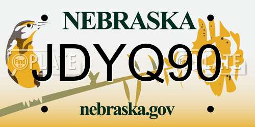 JDYQ90 Nebraska License Plate