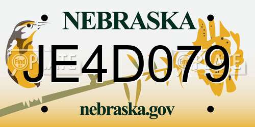 JE4D079 Nebraska License Plate