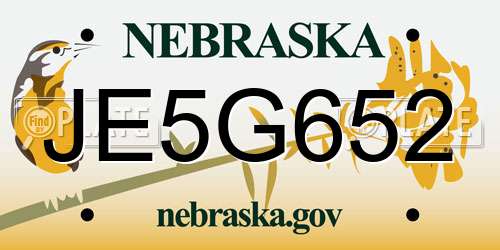 JE5G652 Nebraska License Plate