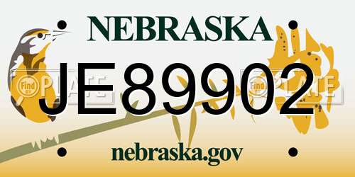 JE89902 Nebraska License Plate