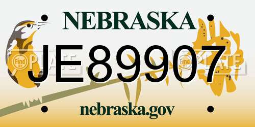 JE89907 Nebraska License Plate