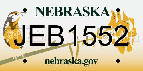 JEB1552 Nebraska License Plate