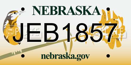 JEB1857 Nebraska License Plate