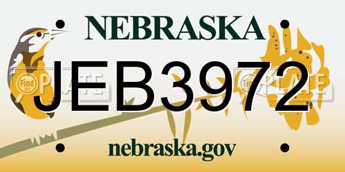 JEB3972 Nebraska License Plate