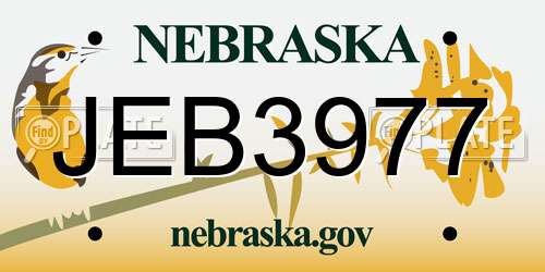 JEB3977 Nebraska License Plate