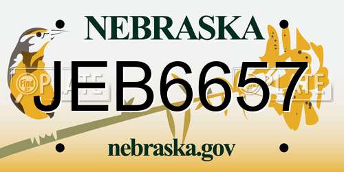 JEB6657 Nebraska License Plate