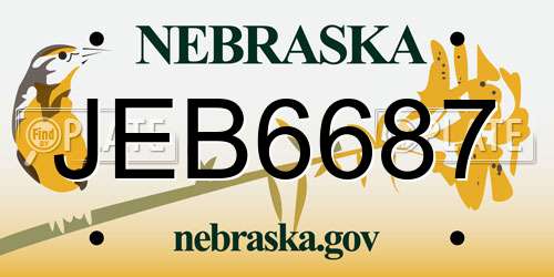 JEB6687 Nebraska License Plate
