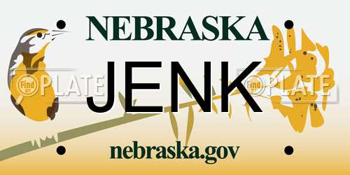 JENK Nebraska License Plate