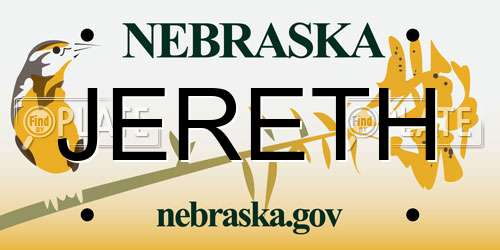 JERETH Nebraska License Plate