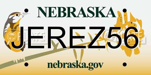 JEREZ56 Nebraska License Plate