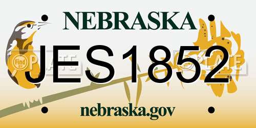 JES1852 Nebraska License Plate