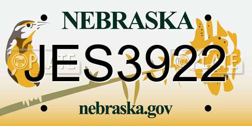 JES3922 Nebraska License Plate