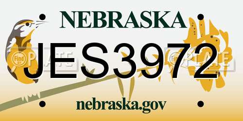 JES3972 Nebraska License Plate