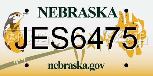 JES6475 Nebraska License Plate
