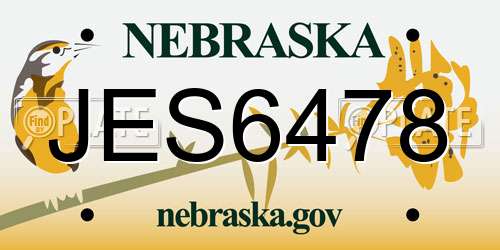 JES6478 Nebraska License Plate