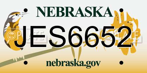 JES6652 Nebraska License Plate