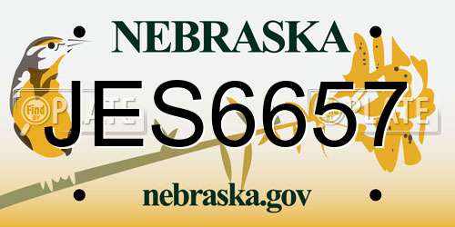 JES6657 Nebraska License Plate