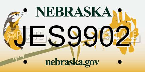 JES9902 Nebraska License Plate