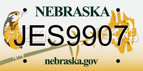 JES9907 Nebraska License Plate