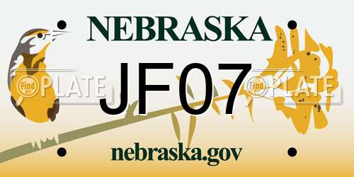 JF07 Nebraska License Plate