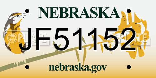 JF51152 Nebraska License Plate