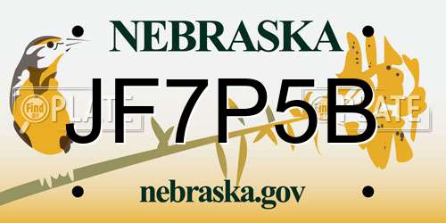 JF7P5B Nebraska License Plate
