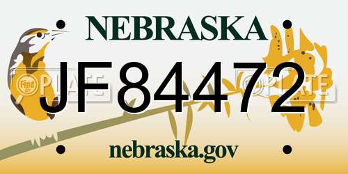JF84472 Nebraska License Plate