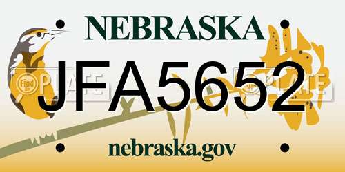 JFA5652 Nebraska License Plate