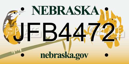 JFB4472 Nebraska License Plate