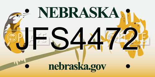 JFS4472 Nebraska License Plate