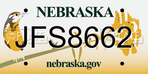 JFS8662 Nebraska License Plate