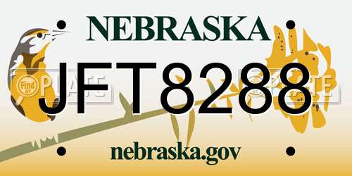 JFT8288 Nebraska License Plate