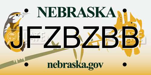 JFZBZBB Nebraska License Plate