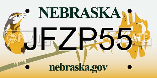 JFZP55 Nebraska License Plate