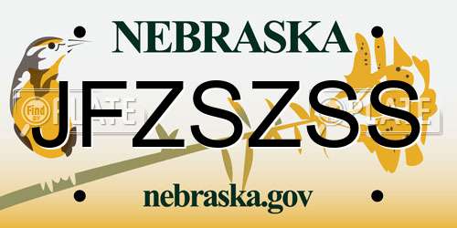JFZSZSS Nebraska License Plate