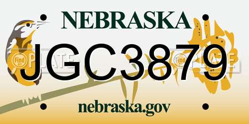 JGC3879 Nebraska License Plate