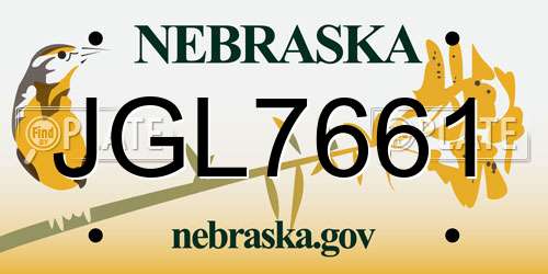 JGL7661 Nebraska License Plate